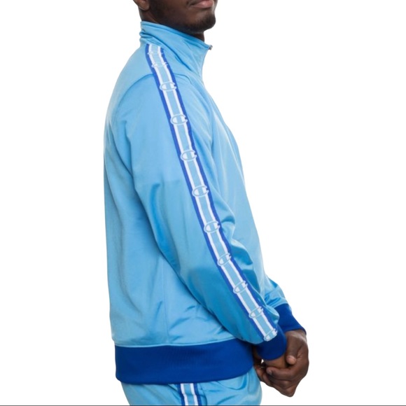 Champion Big C Life Embroidered Long Sleeve Zip Up Varsity Track Jacket Blue - Picture 6 of 16